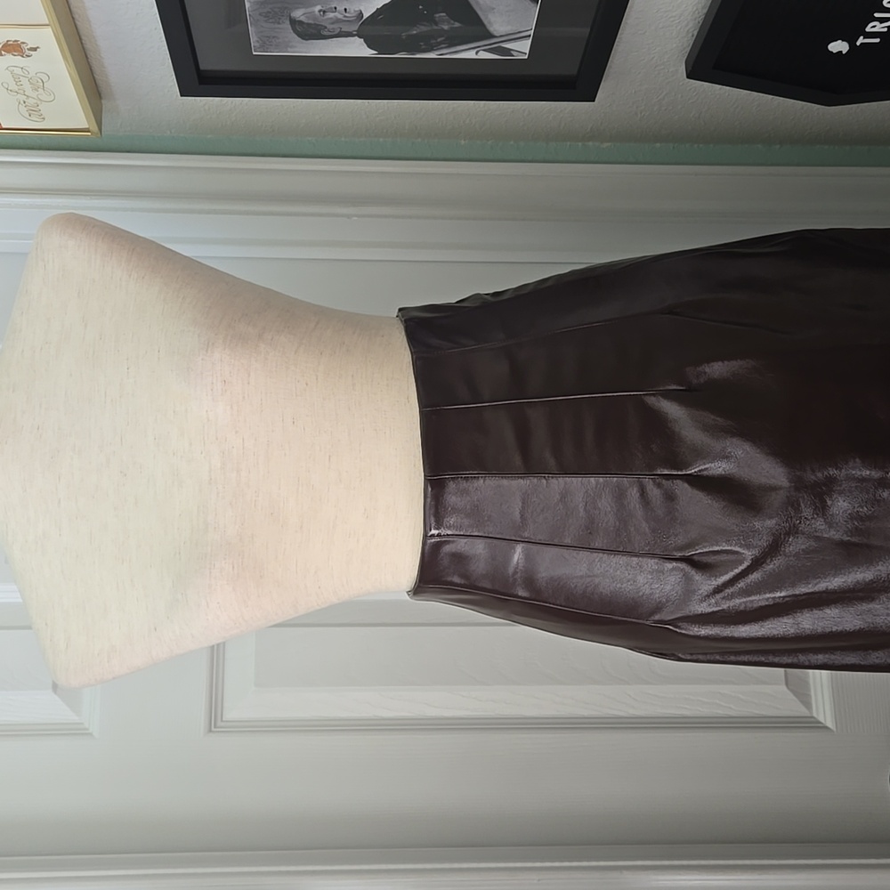 Worthington x JCPenney Maxi Vegan Leather Skirt In Chocolate Plum, 4, NWT - Picture 4 of 14